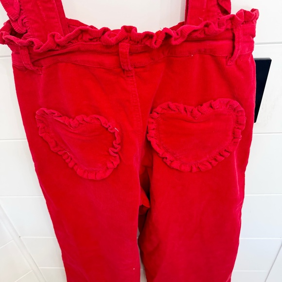 Lazy Oaf Frilly Heart Corduroy Suspender Dungaree Trouser Pants 23109 - Picture 5 of 10